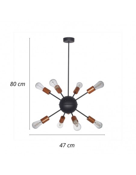COLGANTE ARAÑA EXPLOSION 8 BRAZOS E27 NEGRO COBRE