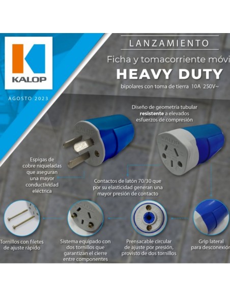 FICHA KALOP HEAVY DUTY MACHO 3 PATAS CHATAS AZUL