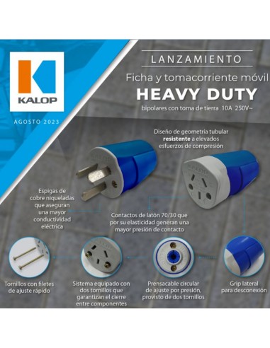 FICHA KALOP HEAVY DUTY HEMBRA 3 PATAS CHATAS AZUL