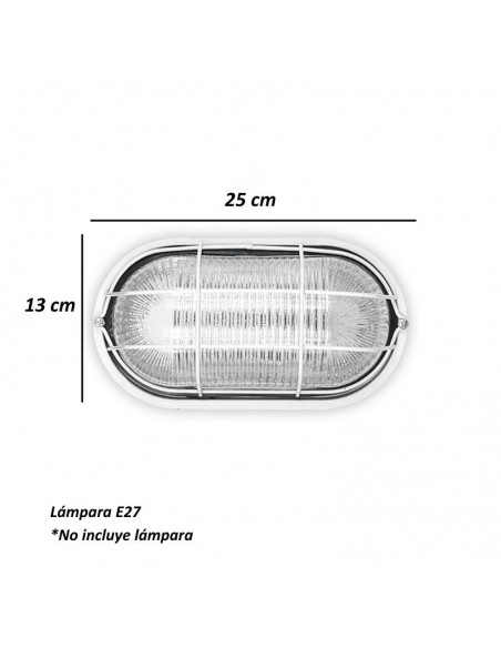 TORTUGA CHAPA OVAL GRANDE E27 BLANCO 25X13CM *