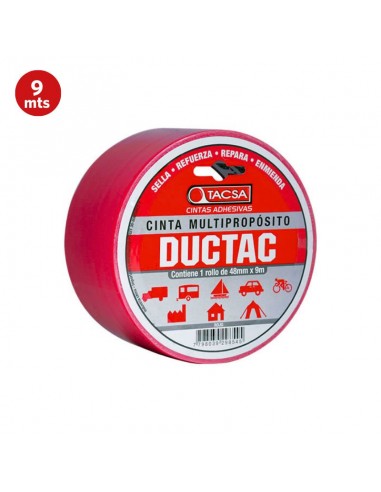 CINTA MULTIPROPOSITO MULTIUSO DUCTAC TACSA  X 9MTS ROJO