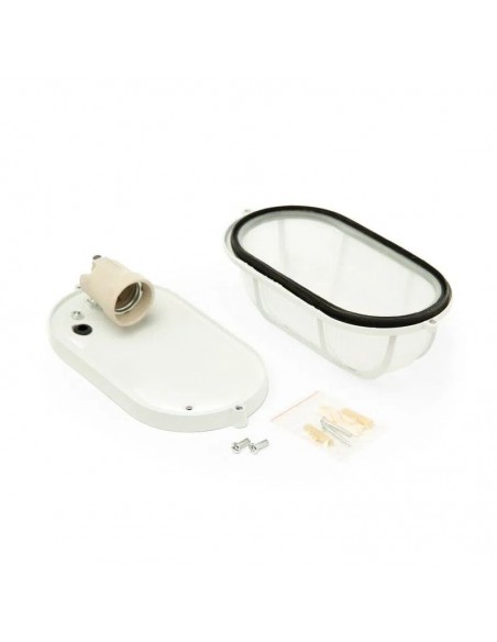 TORTUGA ALUMINIO OVAL REJA CHICA CON LAMPARA BL 13W LUZ DIA