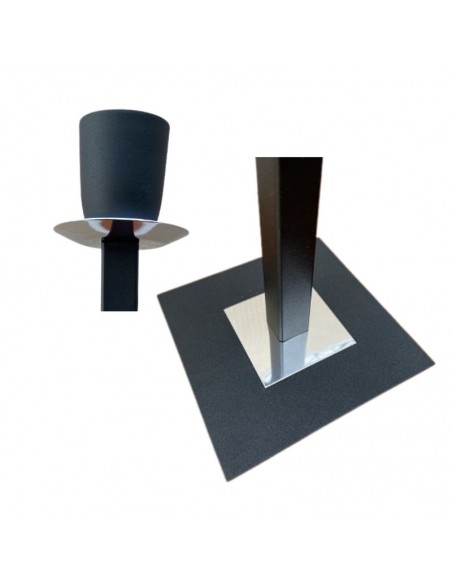 VELADOR CAÑO CUADRADO 20X20 NEGRO SIN PANTALLA