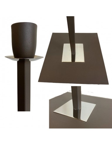 LAMPARA DE PIE CAÑO CUADRADO MARRON SIN PANTALLA