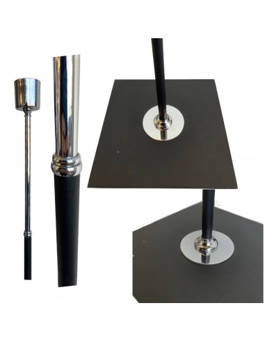 LAMPARA DE PIE CAÑO REDONDO NEGRO NIQUEL SIN...