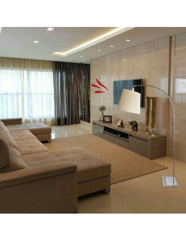 LAMPARA DE PIE CAÑO REDONDO CURVO NIQUEL SIN...