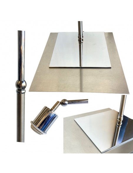 LAMPARA DE PIE CAÑO REDONDO CURVO NIQUEL SIN PANTALLA