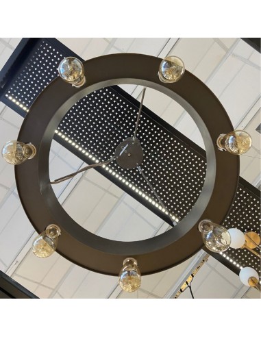 COLGANTE RUEDA VINTAGE 60CM 7 LUCES E27 MARRON