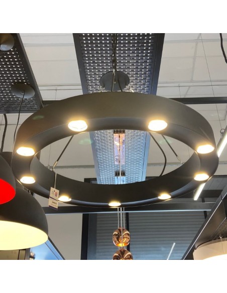 COLGANTE RUEDA VINTAGE 80CM 9  LUCES GU10 DICRO NEGRO