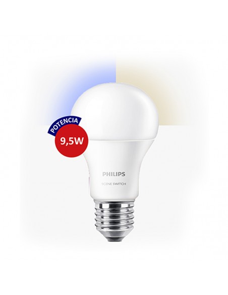 LAMPARA LED PHILIPS SCENE SWITCH COLOR A60 9,5W