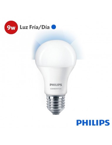 LAMPARA LED PHILIPS SCENE SWITCH 3STEP A60 9W LUZ FRIA