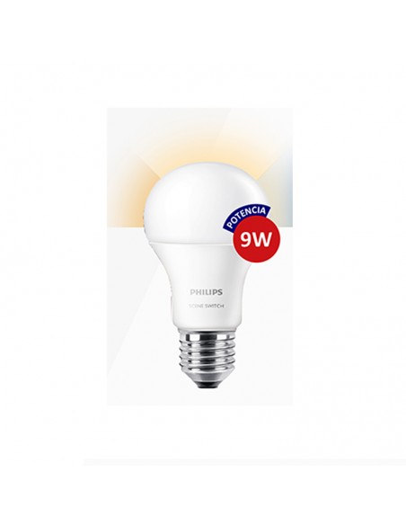 LAMPARA LED PHILIPS SCENE SWITCH 3STEP A60 9W LUZ CALIDA