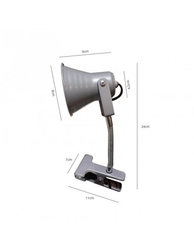 VELADOR CON PINZA FLEXIBLE E27 GRIS SAN JUSTO