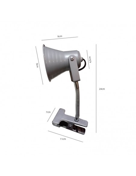 VELADOR CON PINZA FLEXIBLE E27 GRIS SAN JUSTO