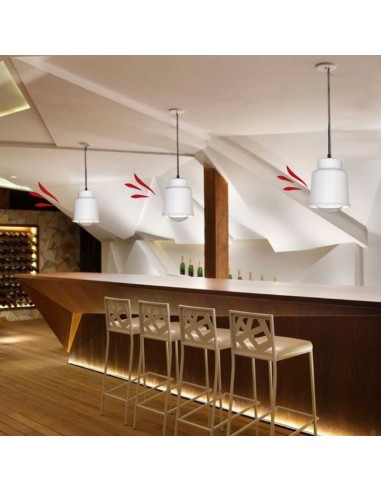 COLGANTE TRELEW CHICO 16X18 E27 BLANCO TEXTURADO