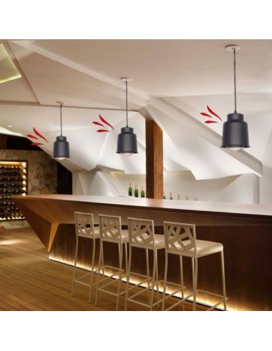 COLGANTE TRELEW CHICO 16X18 E27 NEGRO TEXTURADO