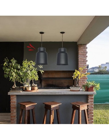 COLGANTE TRELEW GRANDE 21X28 E27  NEGRO TEXTURADO