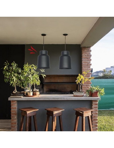 COLGANTE TRELEW GRANDE 21X28 E27  NEGRO TEXTURADO