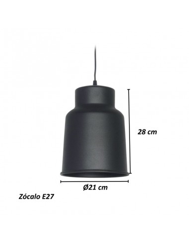 COLGANTE TRELEW GRANDE 21X28 E27  NEGRO TEXTURADO