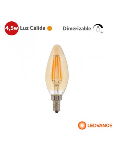 LAMPARA LED LEDVANCE VINTAGE VELA 4.5W CALIDA AMBAR DIMMER