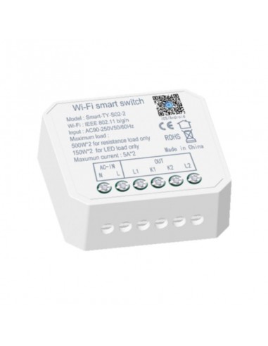 INTERRUPTOR SMART WIFI 10A 2 CANALES