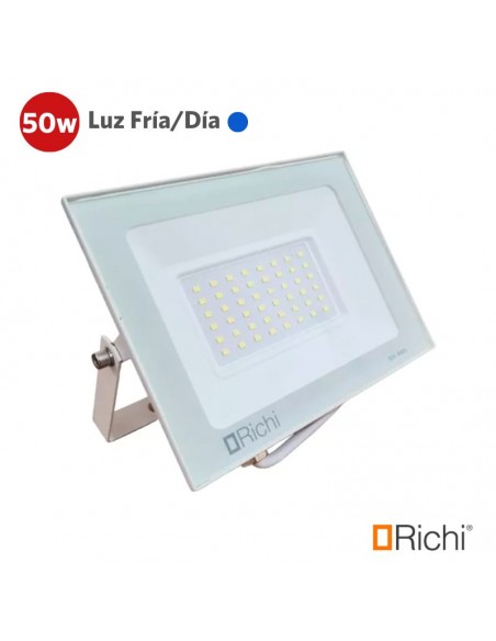 PROYECTOR LED BLANCO 50W LUZ FRIA EXTERIOR 220V IP65.