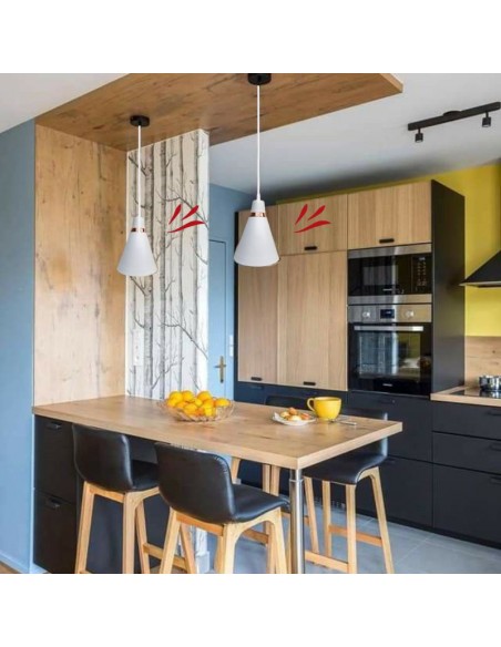 COLGANTE CONO VOLCAN 38CM E27 BLANCO COBRE