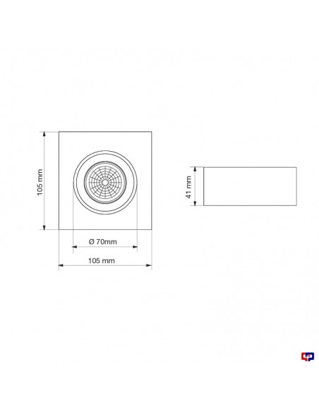 SPOT SEMI EMBUTIR DICRO MOVIL C/ ZOCALO CUADRADO NEGRO TEXT