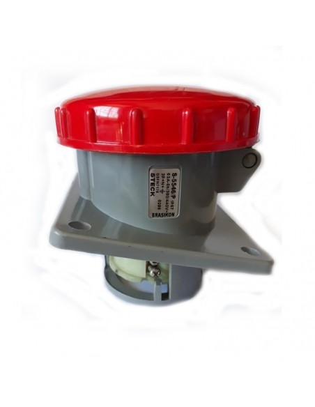 BASE IND.STECK EMB.HEMBRA  63A IP44 3P+N+T ROJ