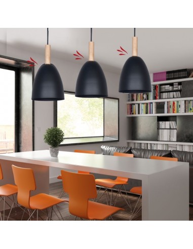 COLGANTE GEO BARADERO CHAPA 1 LUZ E27 18CM NEGRO