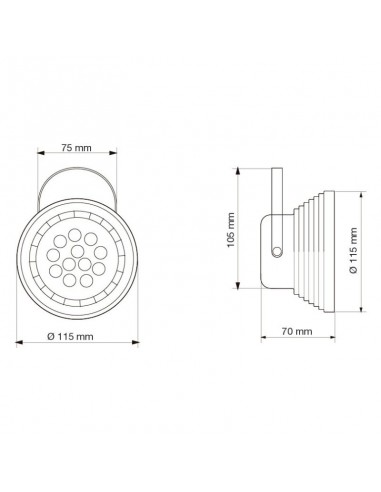 CABEZAL AR111 ESCALONADO NEGRO