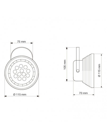 CABEZAL AR111 ESCALONADO NEGRO