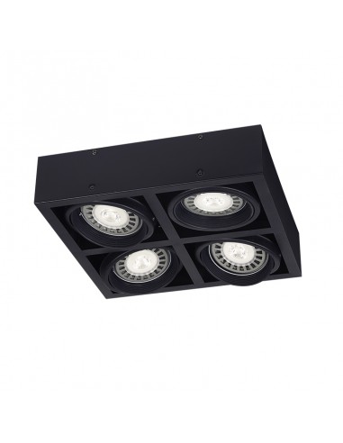 PLAFON BOX CUADRADO CARDANICO 4C LUCES AR111 NEGRO