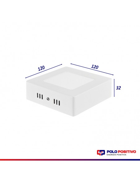 PLAFON LED 6W APLICAR PANEL LUZ FRIA CUADRADO BLANCO 12CM