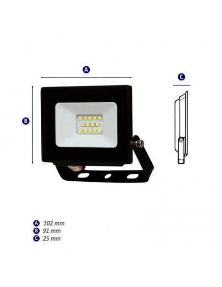 PROYECTOR LED 10W LUZ FRIA 220V APTO EXTERIOR IP65