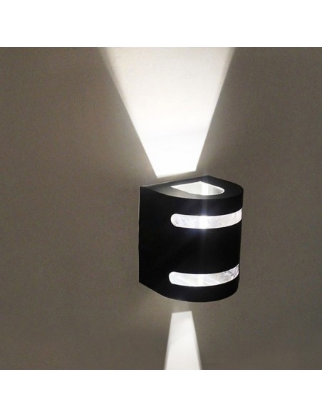 APLIQUE BIDIRECCIONAL CURVO 2 LUCES GU10 NEGRO C/ LUCERA