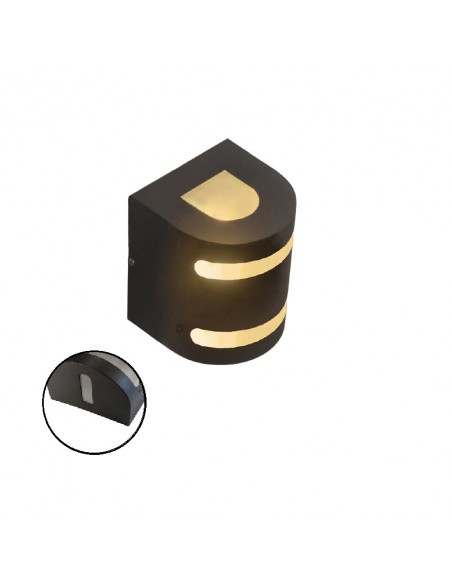 APLIQUE BIDIRECCIONAL CURVO 2 LUCES GU10 NEGRO C/ LUCERA