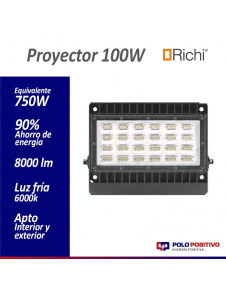 PROYECTOR LED RICHI 100W LUZ DIA 220V IP65 EXTERIOR