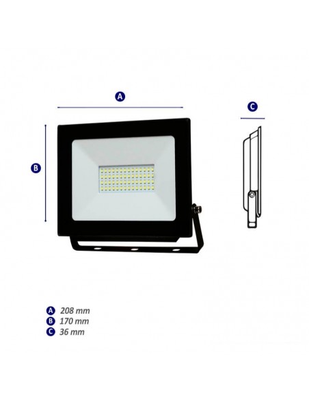PROYECTOR LED 50W LUZ FRIA 220V APTO EXTERIOR IP65