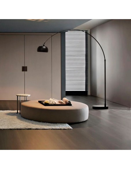 LAMPARA DE PIE ARQUEADA BASE MARMOL NEGRO ROCK L