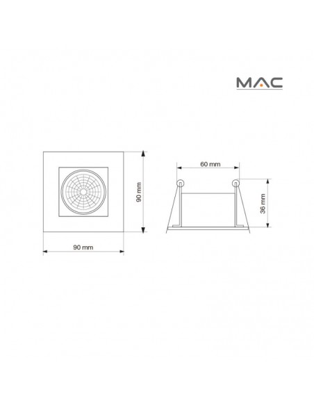 SPOT EMBUTIR DICRO MOVIL CUADRADO CON ARO 9X9 BLANCO TEXT