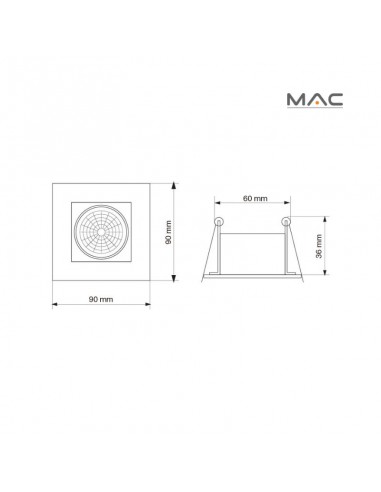 SPOT EMBUTIR DICRO MOVIL CUADRADO CON ARO 9X9...