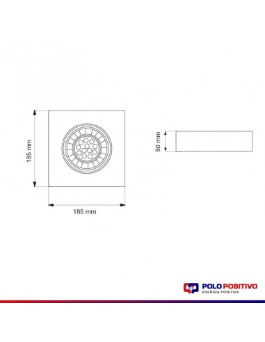 SPOT SEMI EMBUTIR AR111 MOVIL CUADRADO NEGRO TEXT