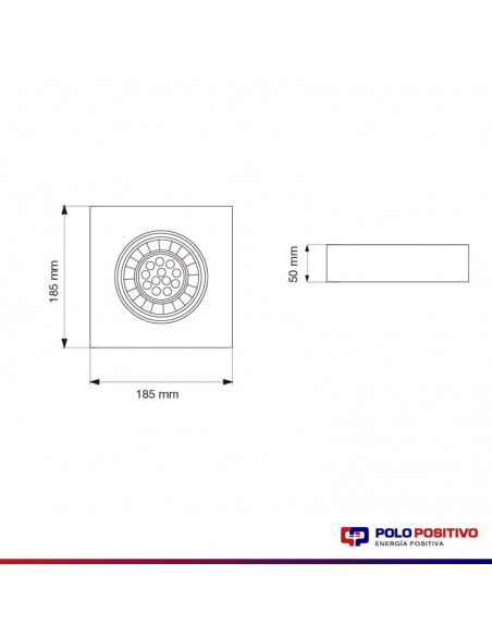 SPOT SEMI EMBUTIR AR111 MOVIL CUADRADO GRIS ALUMAT