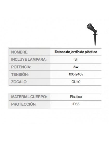 SPOT JABALINA LED INTEGRADO GU10 5W FRIA IP65 PVC