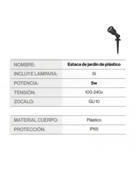 SPOT JABALINA LED INTEGRADO GU10 5W CALIDA IP65 PVC