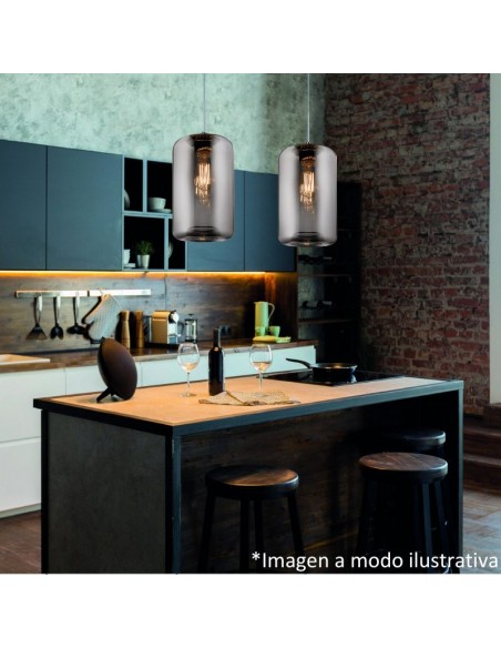 COLGANTE ROLO GRIS 1 LUZ 18X30 E27