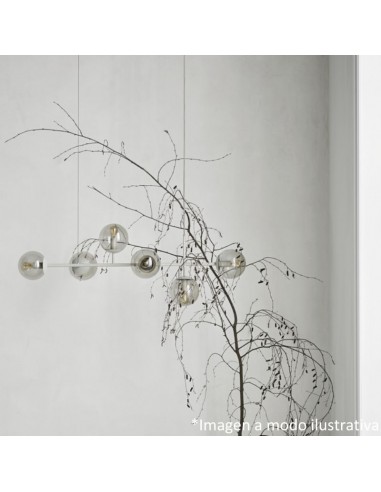 COLGANTE LUNA 6 LUCES CROMO GRIS E27 2 FLORONES