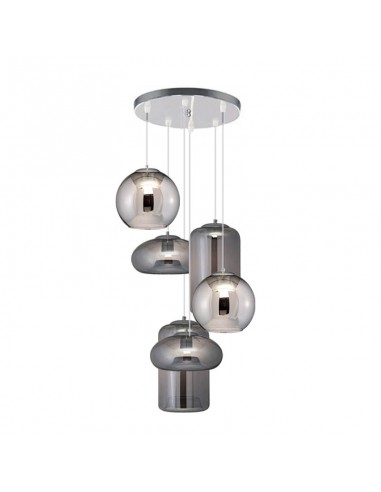 COLGANTE DESIGUAL 6 LUCES GRIS E27 BASE RED