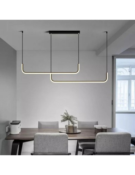 COLGANTE LED BOB 42W 3000K LUZ CALIDA 120CM NEGRO